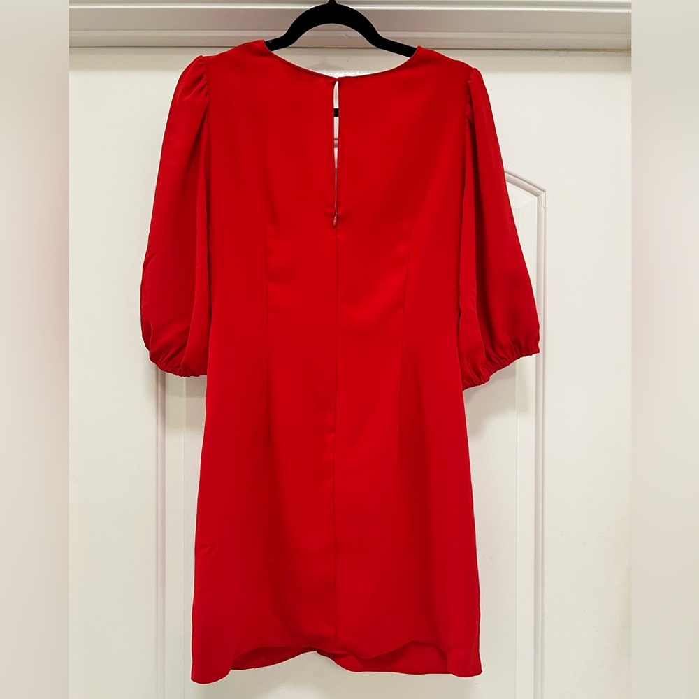 NWOT Amanda Uprichard Susannah Red Mini Dress with Puff Sleeves - Picture 10 of 12